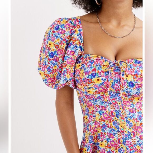 NEW For Love and Lemons Sasha Mini Dress Blue Dizzy Floral Size XS - Picture 3 of 10